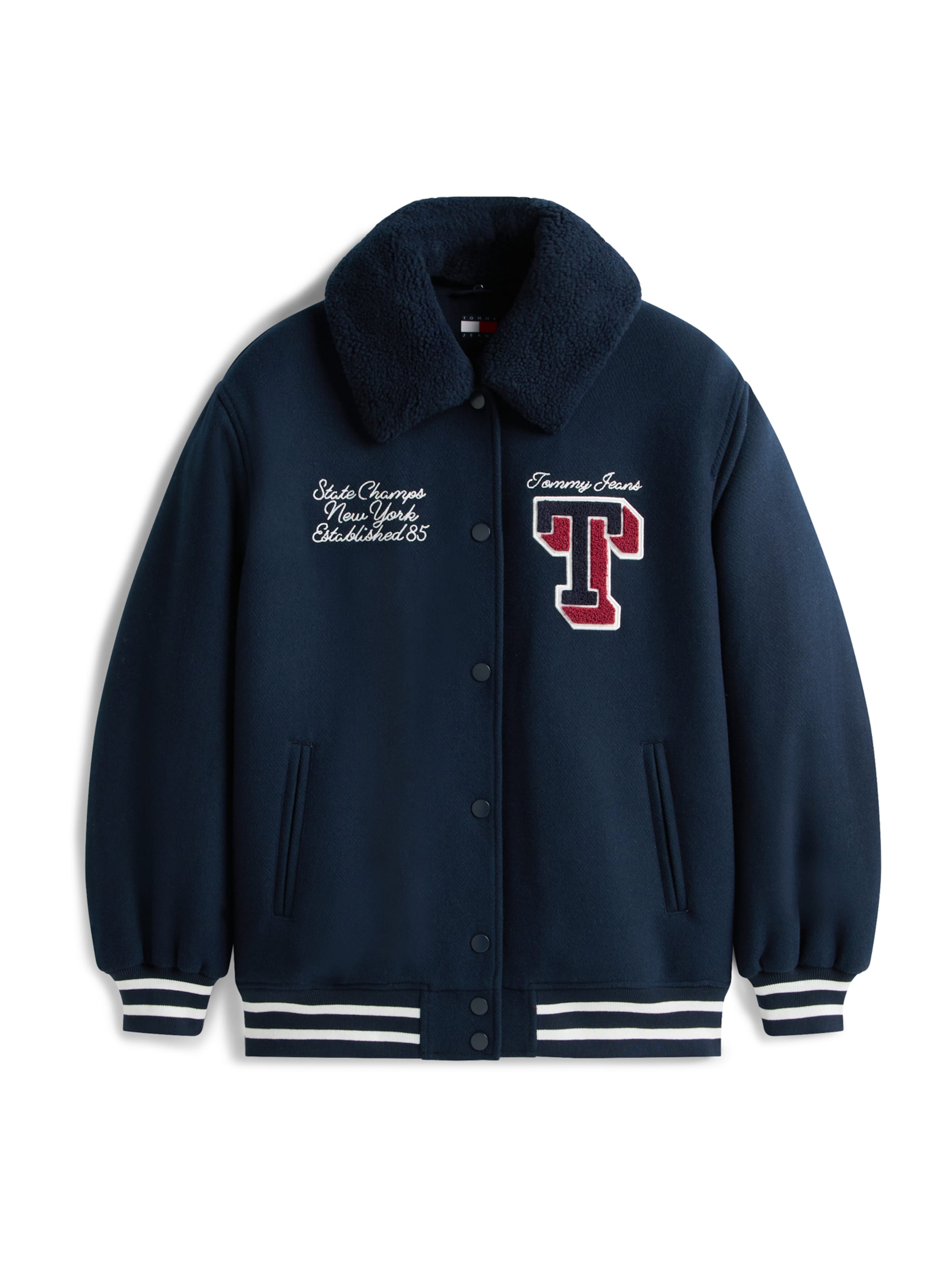 Tommy Jeans Φθινοπωρινό και ανοιξιάτικο μπουφάν σε μπλε: μπροστά