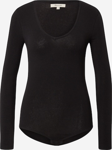 Madewell Shirt Bodysuit in Black: front