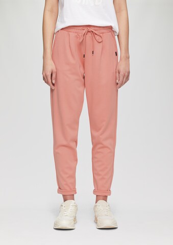 QS Slim fit Pleat-front trousers in Orange: front