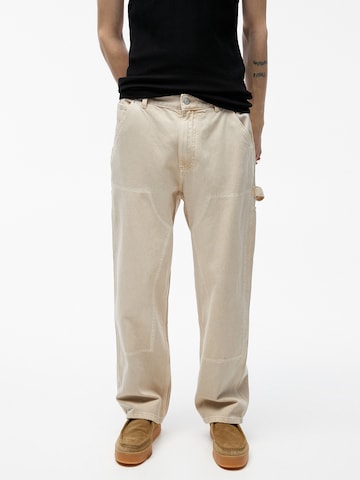 Pull&Bear Normální Džíny s kapsami – bílá: přední strana