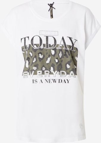 Key Largo Shirt 'YESTERDAY' in Wit: voorkant