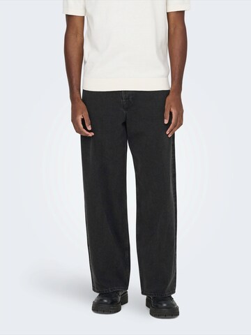 Only & Sons Wide leg Jeans 'ONSREMI' in Black: front