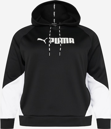 melns PUMA Sportiska tipa džemperis 'Fit Tech Knit PO Hoodie PLUS': no priekšpuses