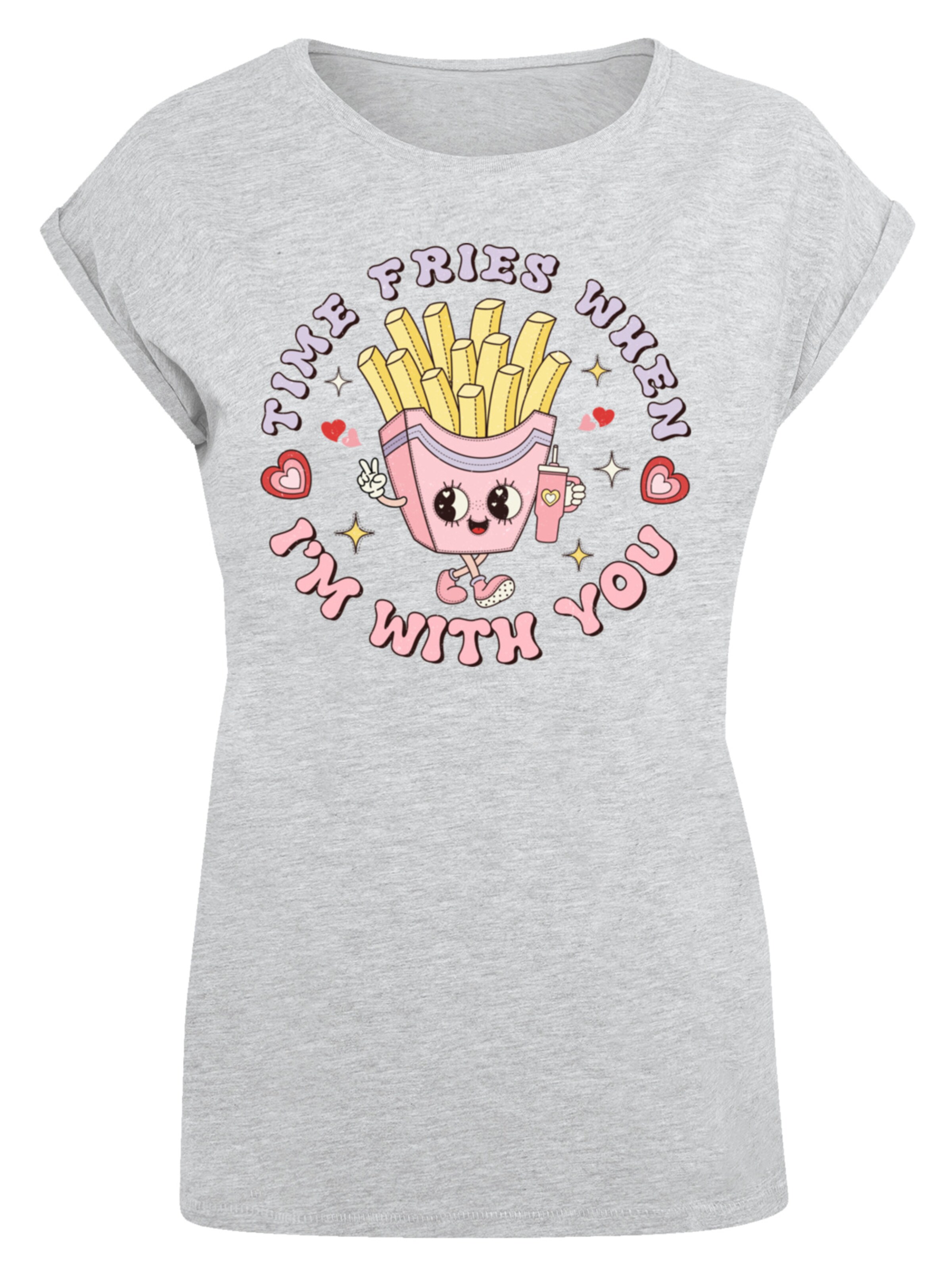 F4NT4STIC Shirt 'Time Fries when I am with you Valentinstag' in Grijs: voorkant