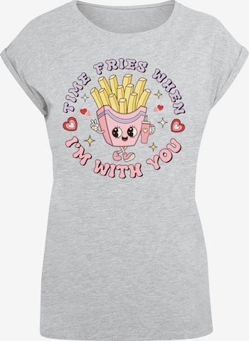 F4NT4STIC Shirt 'Time Fries when I am with you Valentinstag' in Grijs: voorkant