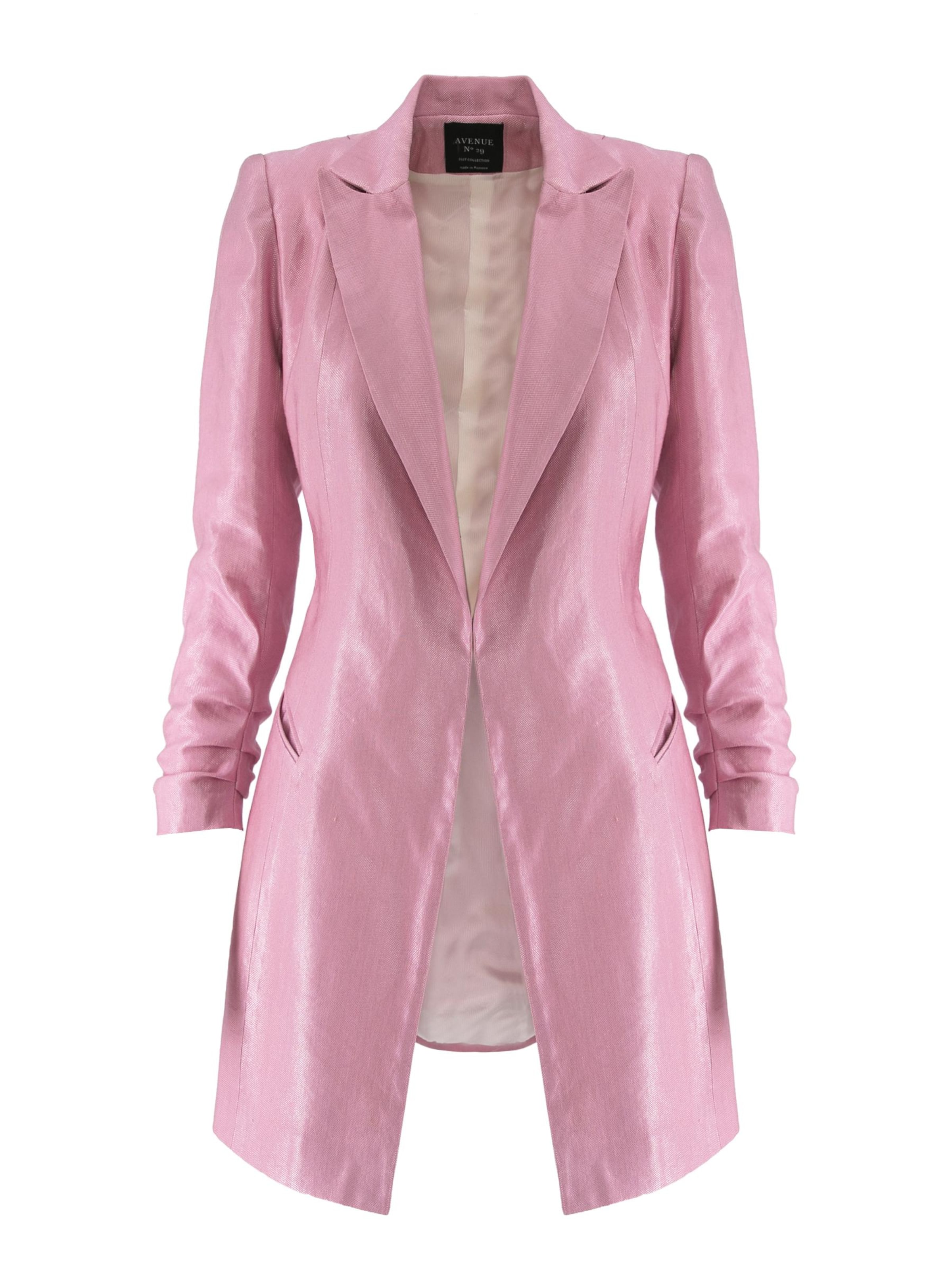 AVENUE N°29 Blazer 'Metallized Linen Blazer Dress With Bow - Pink & Purple' i pink