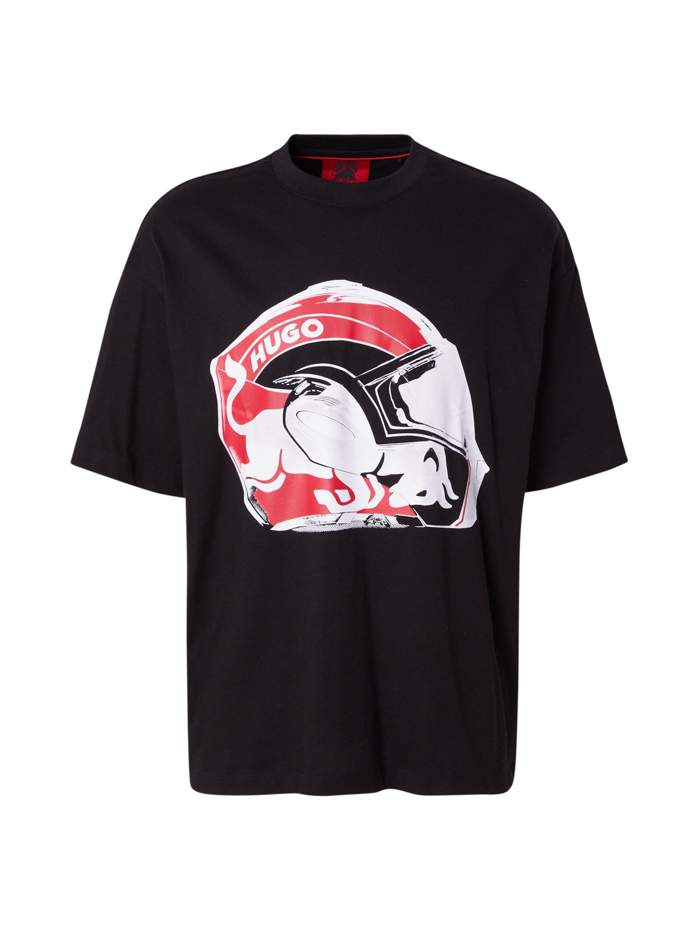 HUGO Μπλουζάκι 'Dit_RB' σε μαύρο: μπροστά