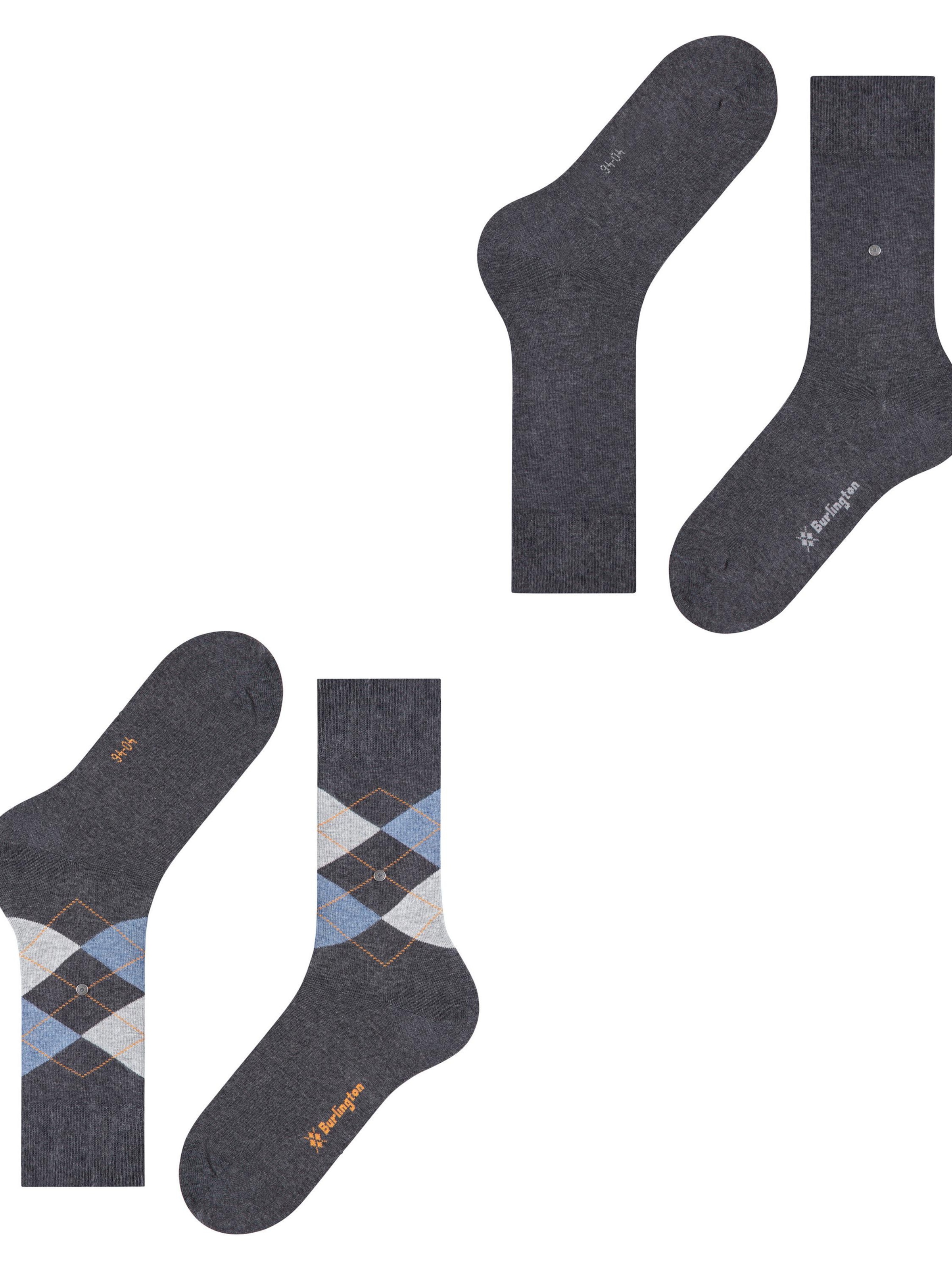 BURLINGTON Socks 'Everyday Argyle Mix 2-Pack' in Grey
