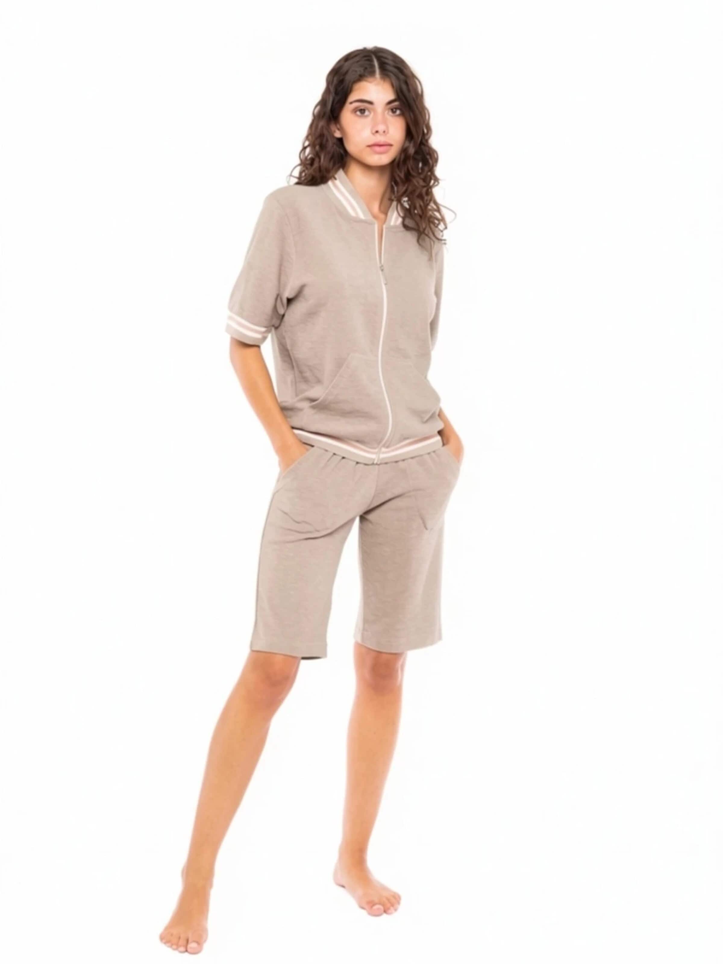 Pink Label Jogginganzug 'TRUCKSUIT TERRY'‌‌‌‌‌‌‌‌‌ in Beige: Vorderseite