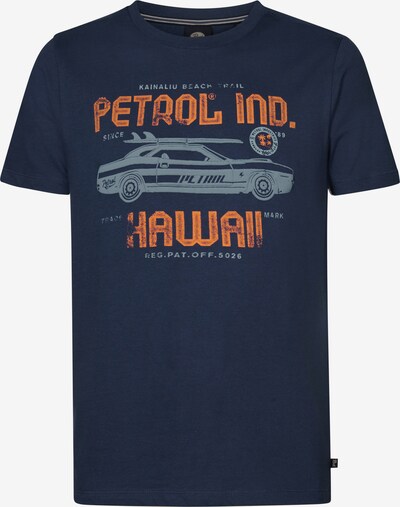 Petrol Industries T-Krekls, krāsa - zils / pelēks / oranžs, Preces skats