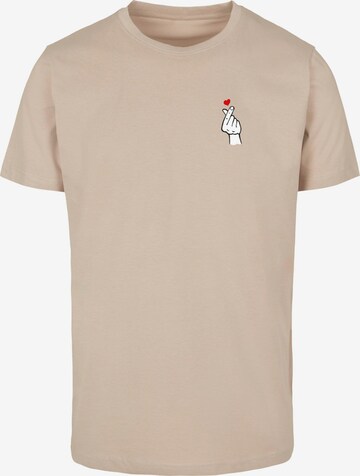 Maglietta 'Love Sign' di Mister Tee in beige: frontale