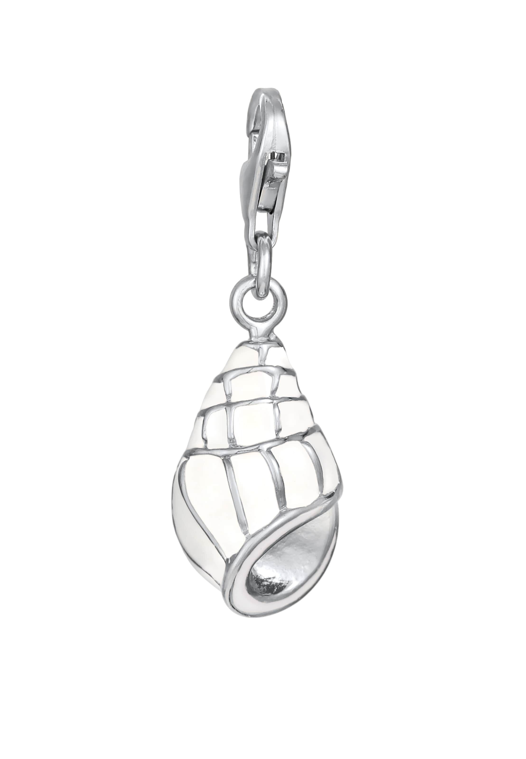 ELLI Charm Emoji 'Muschel' in Silber: Vorderseite