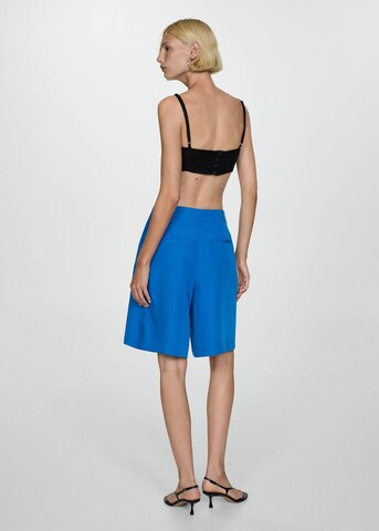 MANGO Wide leg Pleat-Front Pants 'Factory' in Blue