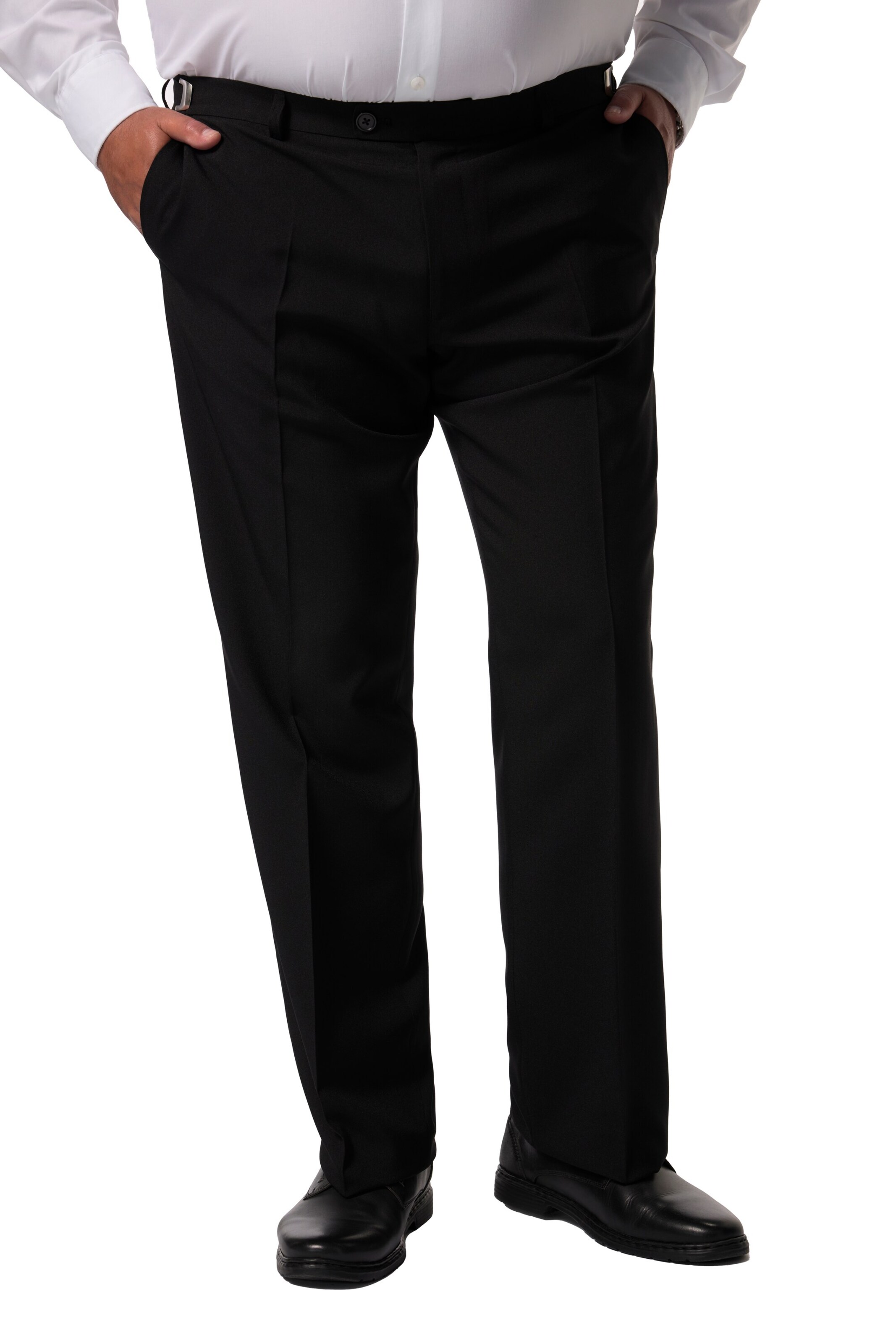 Men Plus Regular Pleated Pants in Black: front