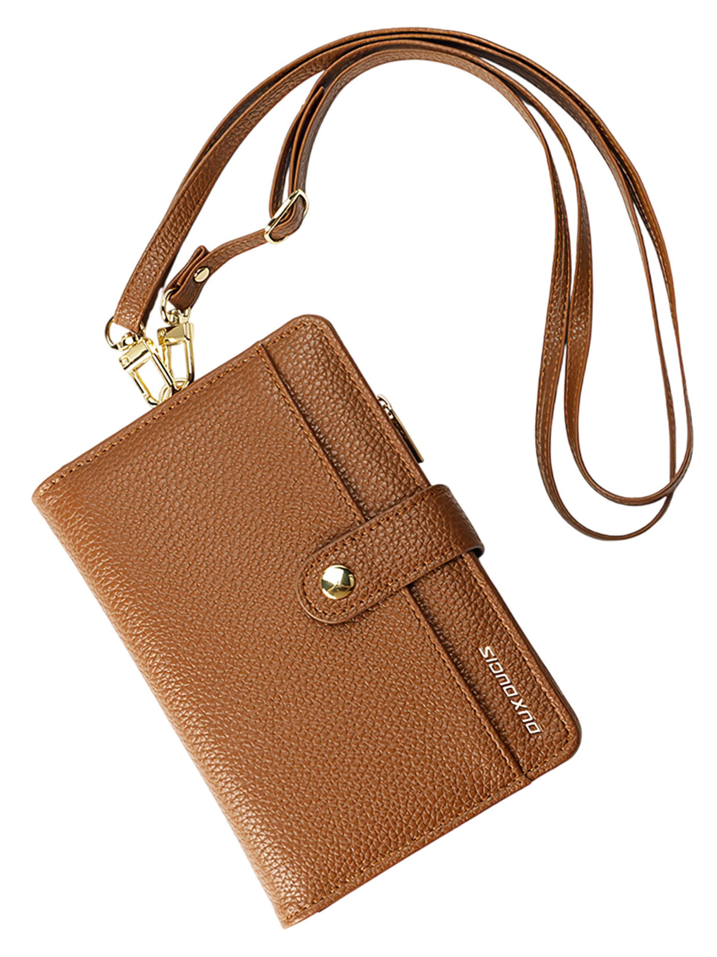 Magicshe Wallet 'RFID Reiseportemonnaie mit AirTag-Fach und Umhängeband' in Brown: front