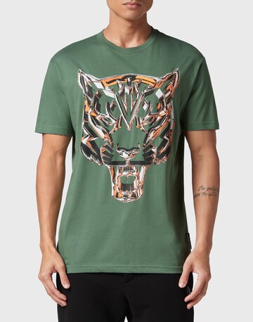 Plein Sport - Camiseta 'Chrome Tiger' en verde: frente