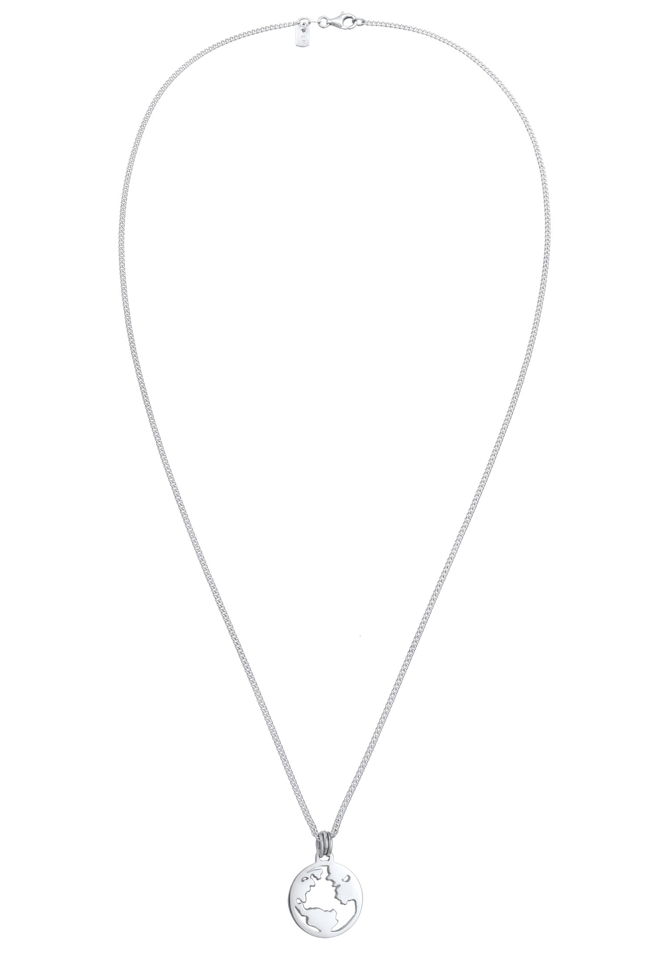 KUZZOI Ketting 'Weltkugel' in Zilver: voorkant