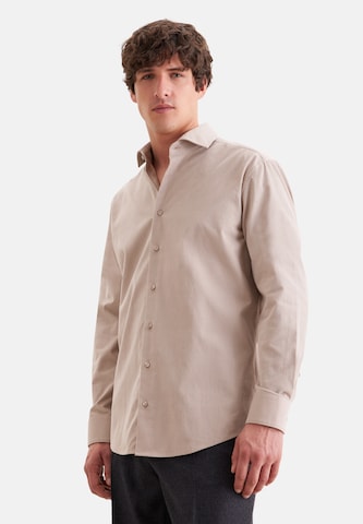 SEIDENSTICKER Regular fit Button Up Shirt in Beige: front