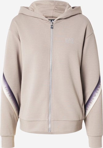 EA7 Emporio Armani Sportief sweatvest 'NATURAL VENTUS 7' in Grijs: voorkant