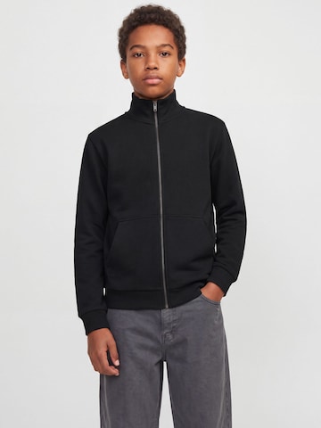 Jack & Jones Junior - Sudadera con cremallera en negro: frente