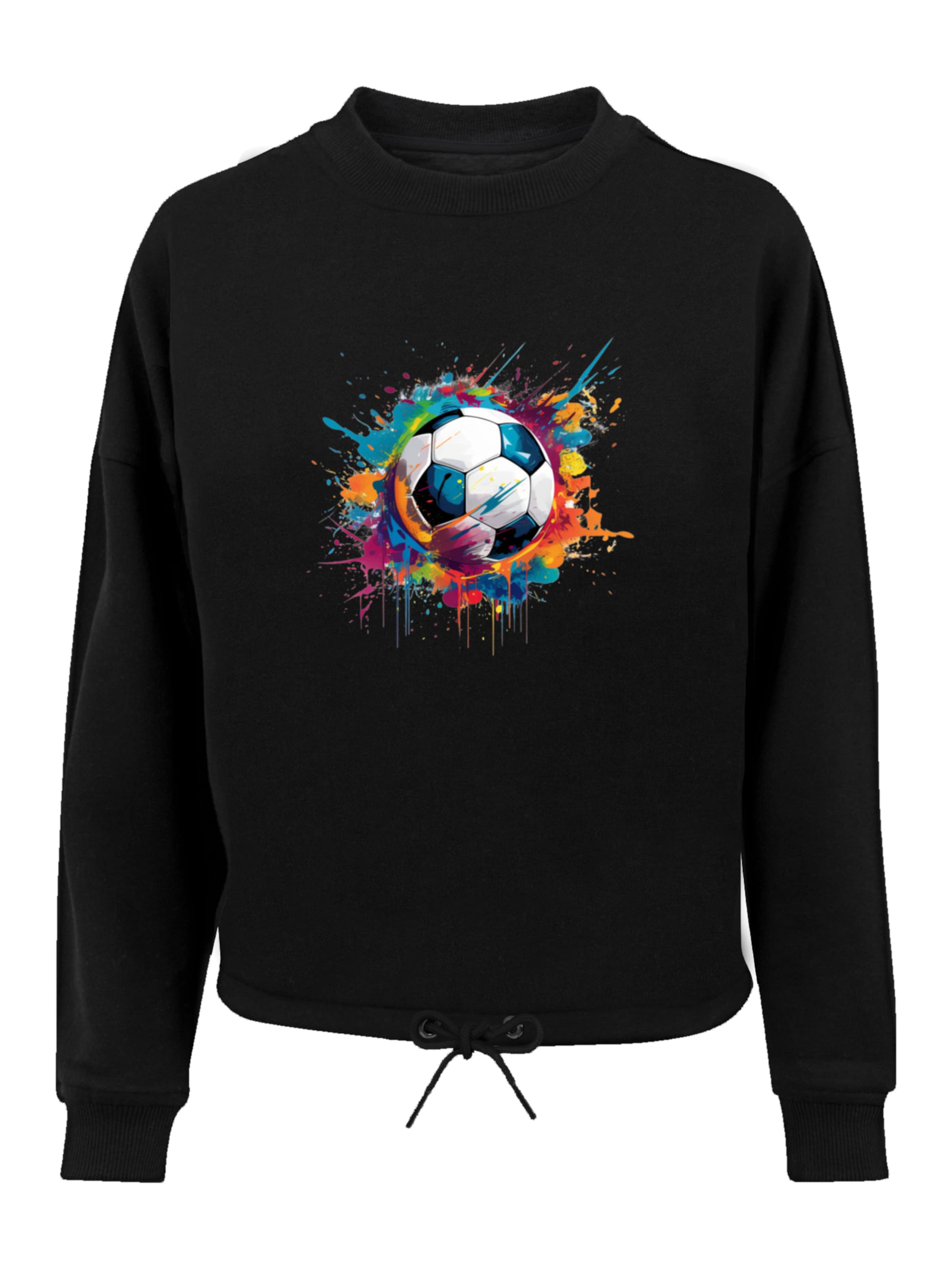 F4NT4STIC Sweatshirt 'Bunte Fußball Grafik' in Zwart: voorkant
