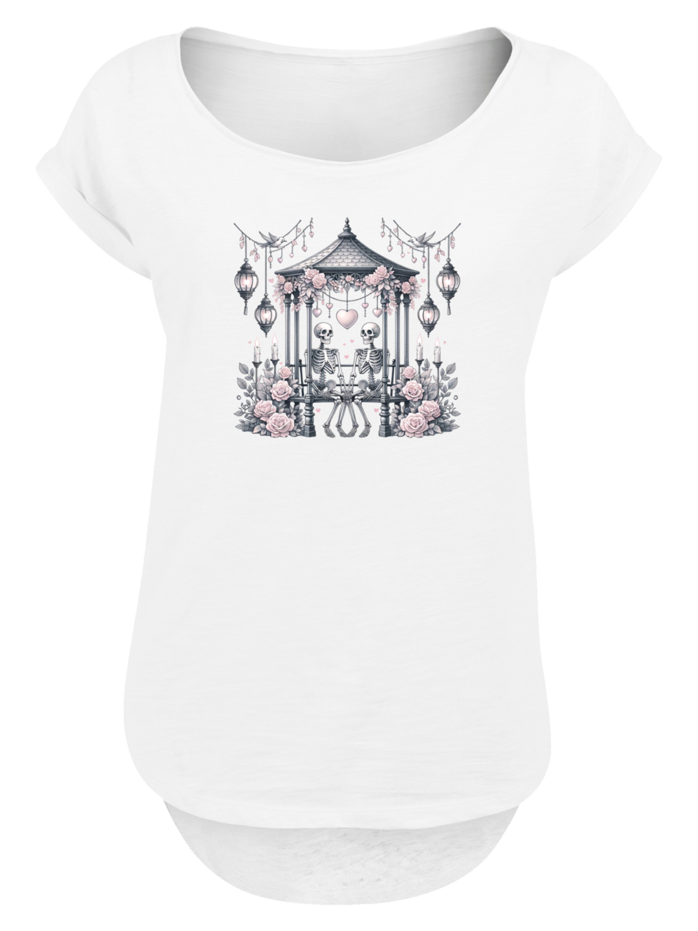 F4NT4STIC Shirt 'Skelett Paar Valentinstag' in White: front
