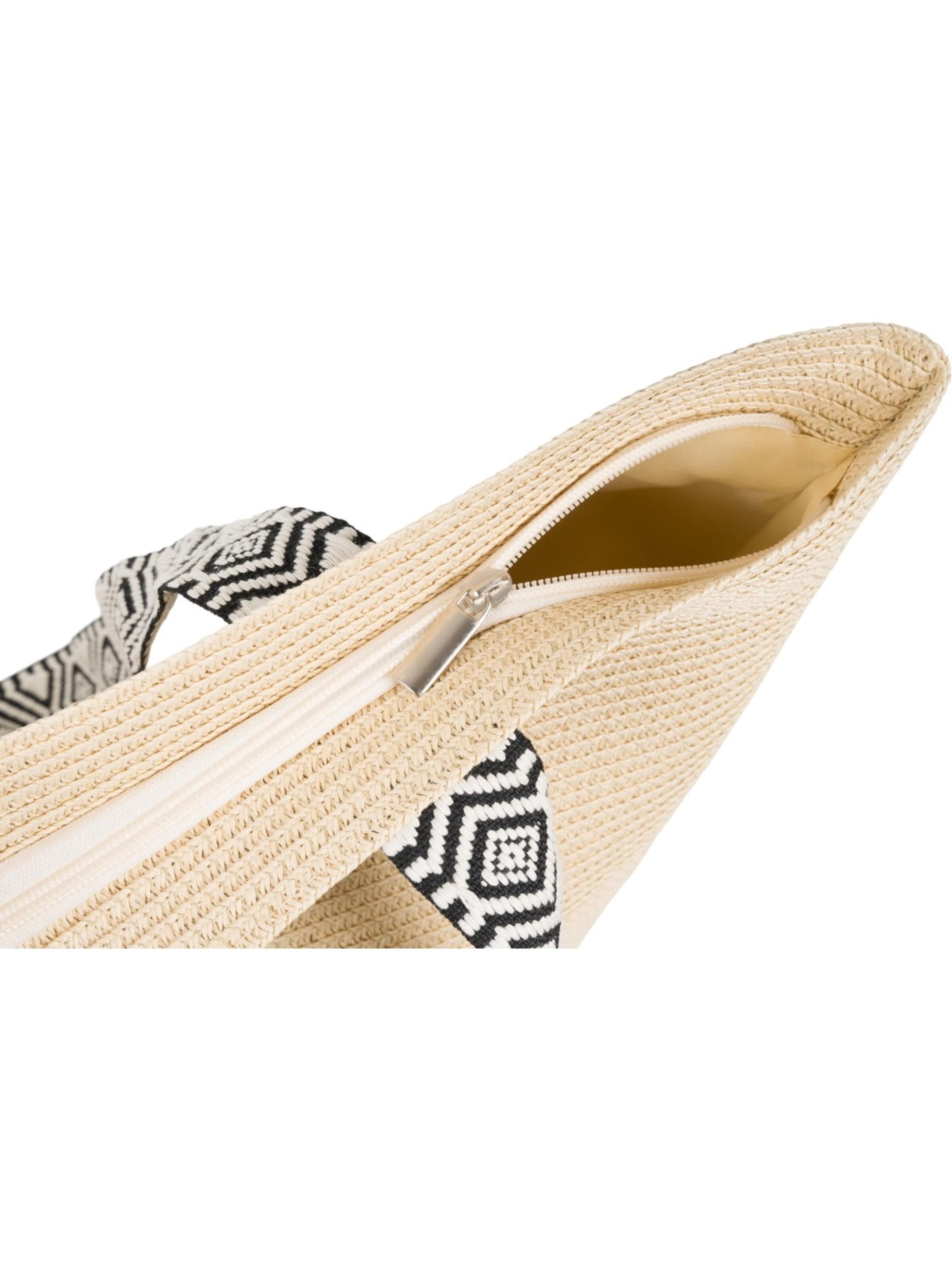styleBREAKER Strandtasche 'Papierstroh Strandtasche Azteken Muster'‌‌‌‌ in Beige