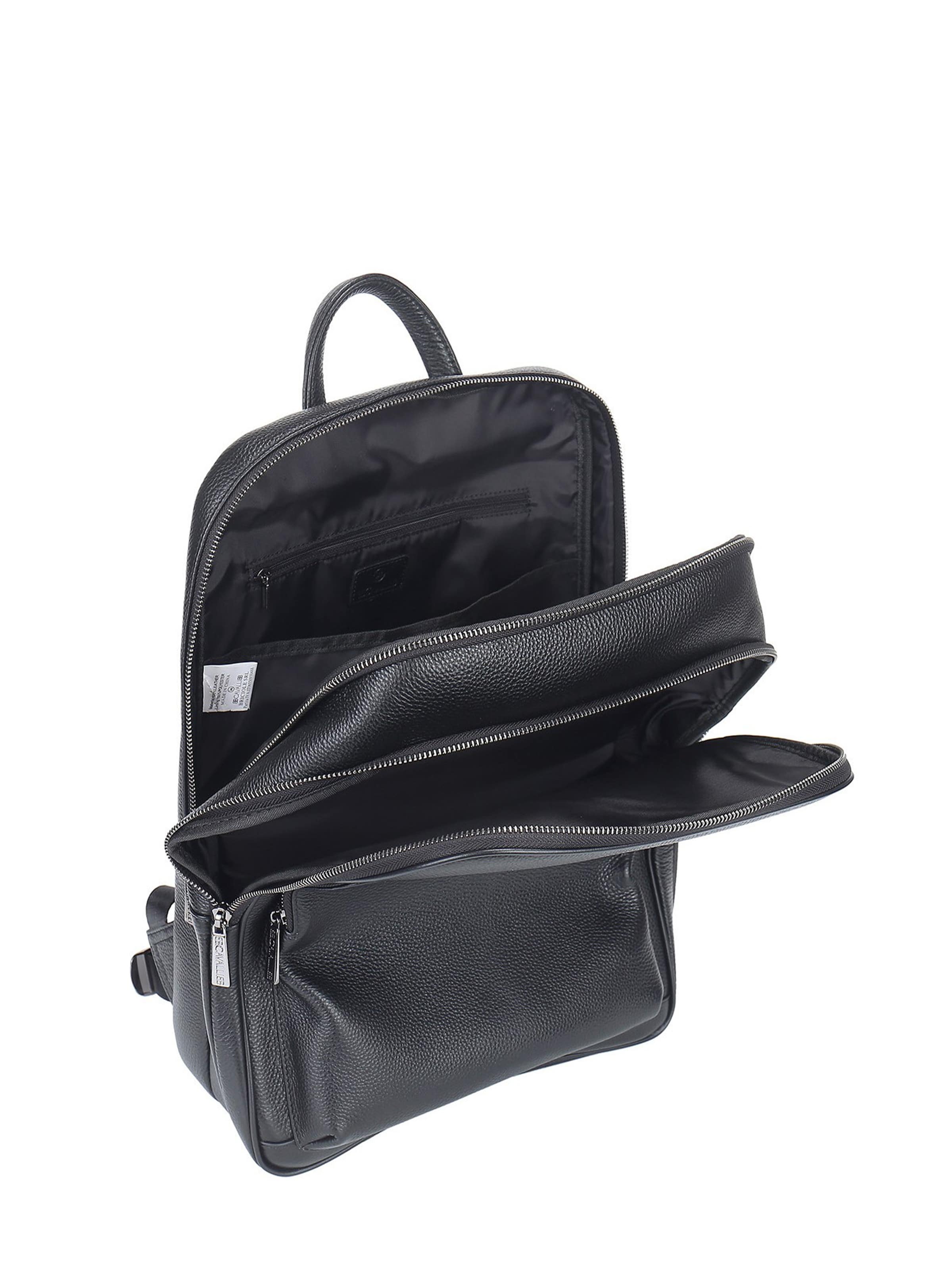 Zaino 'Zaino Unisex Pelle Nera B Cavalli - Chiusura Zip e Tasche Organizzate' di B. Cavalli in nero