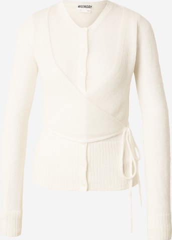 WEEKDAY Neuletakki värissä valkoinen: etupuoli