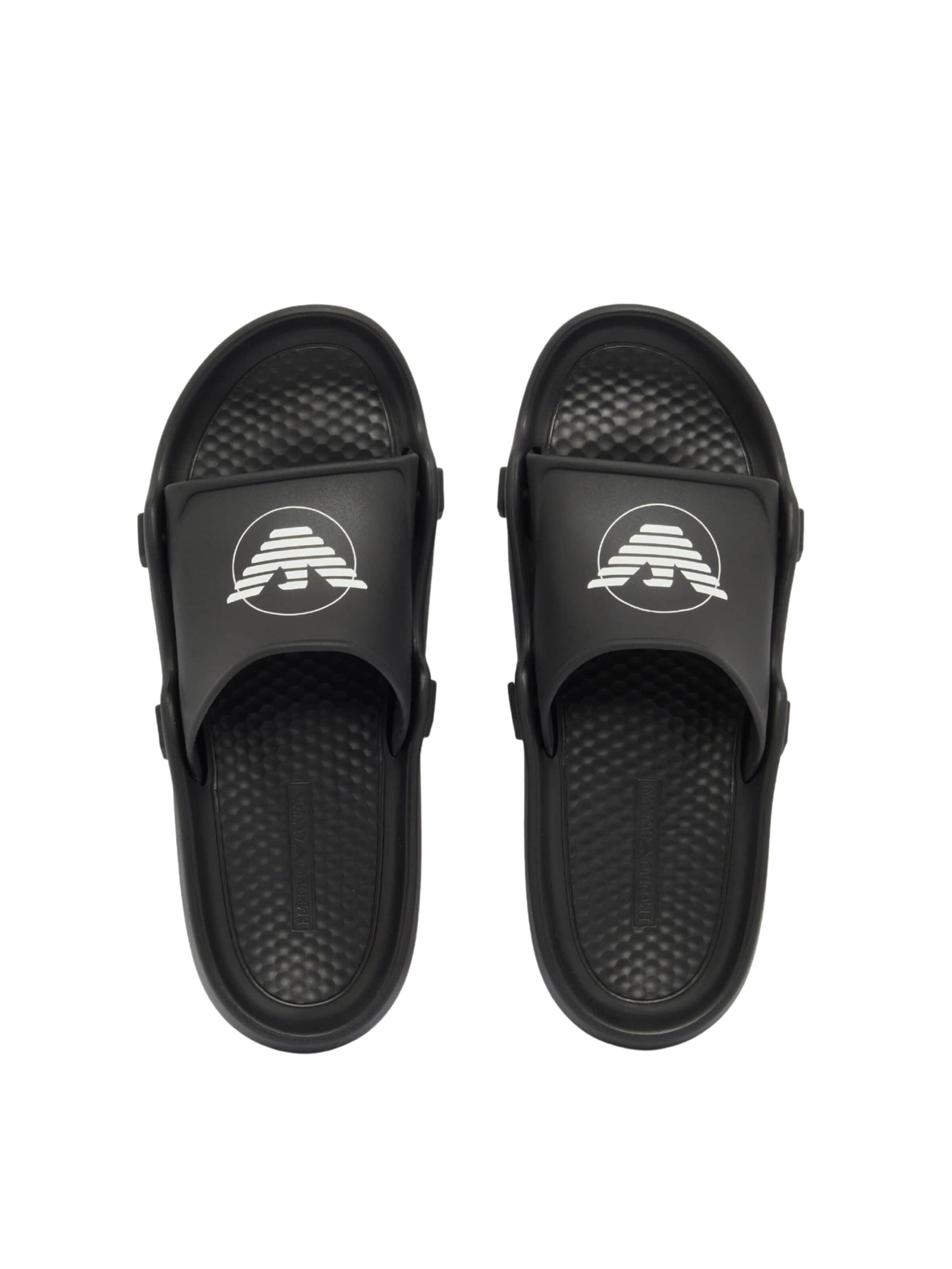 Emporio Armani - Zapatos abiertos 'Shaped Sliders with Eagle' en negro