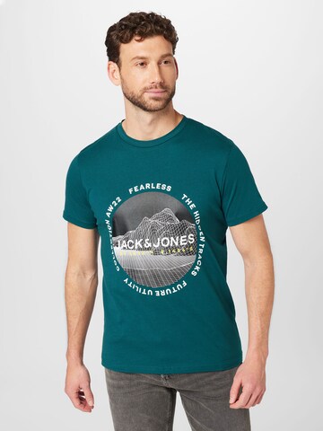 T-Shirt 'MAPPING' JACK & JONES en vert : devant