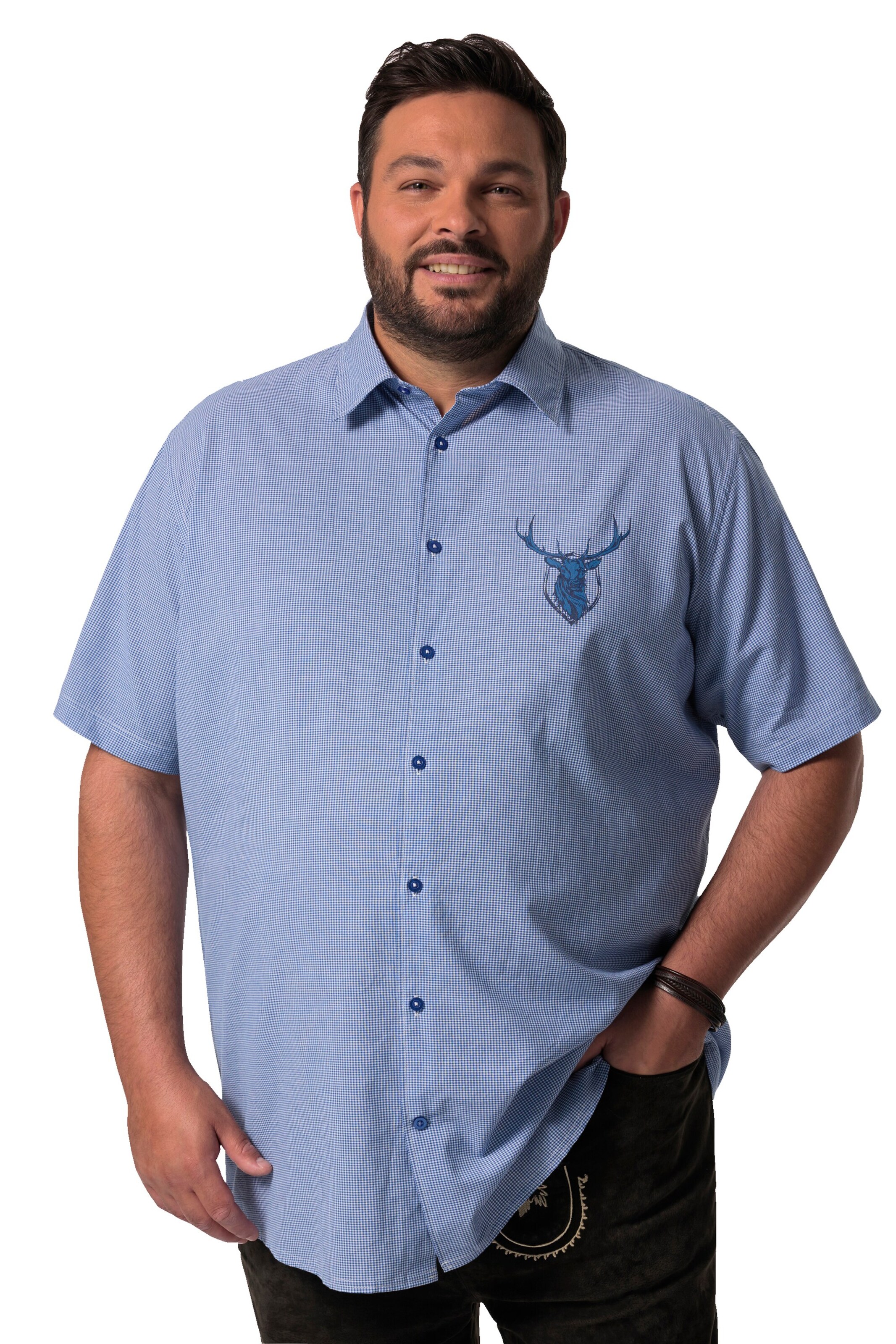 Men Plus Regular fit Overhemd in Blauw: voorkant