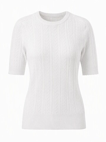 ARACH&CLOZ Sweatshirt 'Kurzarmpullover Damen T-Shirt Strickpullover Streifenpullover Muschelkanten aus Spitze' in White: front