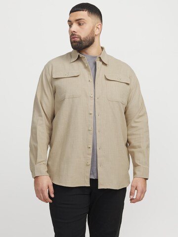 Veste mi-saison Jack & Jones Plus en beige : devant