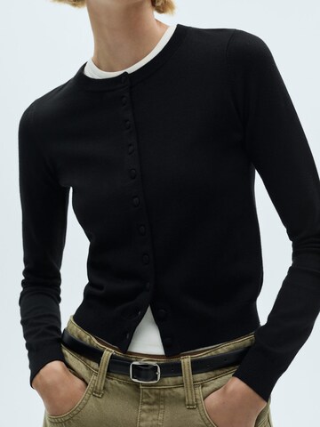 MANGO Knit cardigan 'PESTO' in Black: front