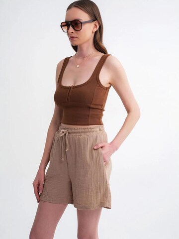 MixRay - Perna larga Calças em bege