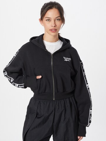 Reebok Sportsweatjacke in Schwarz: predná strana