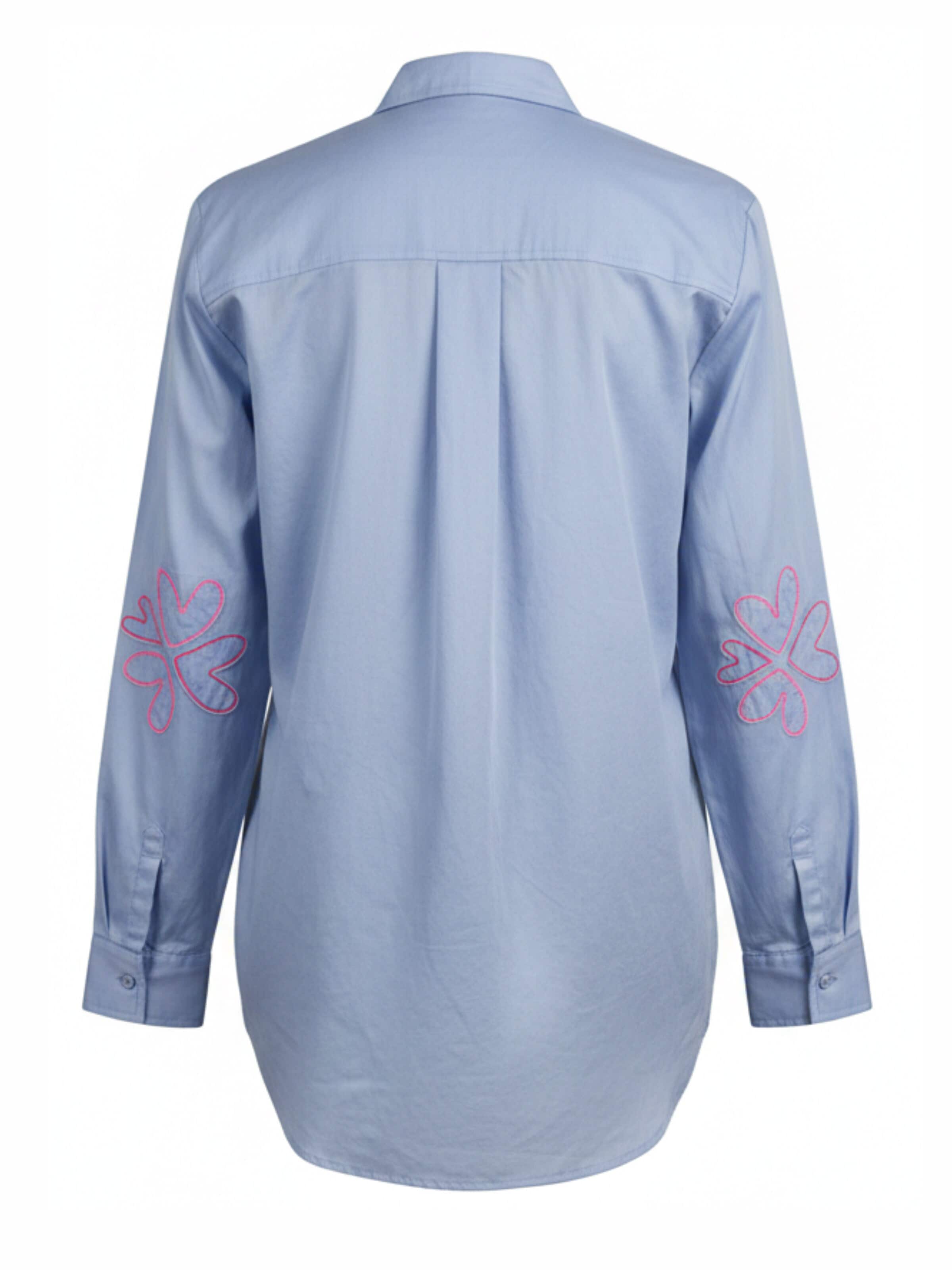 LIKS. Munich Bluzka 'Bluse Herzblumen Patch an Ärmel - GweniC' w kolorze niebieski