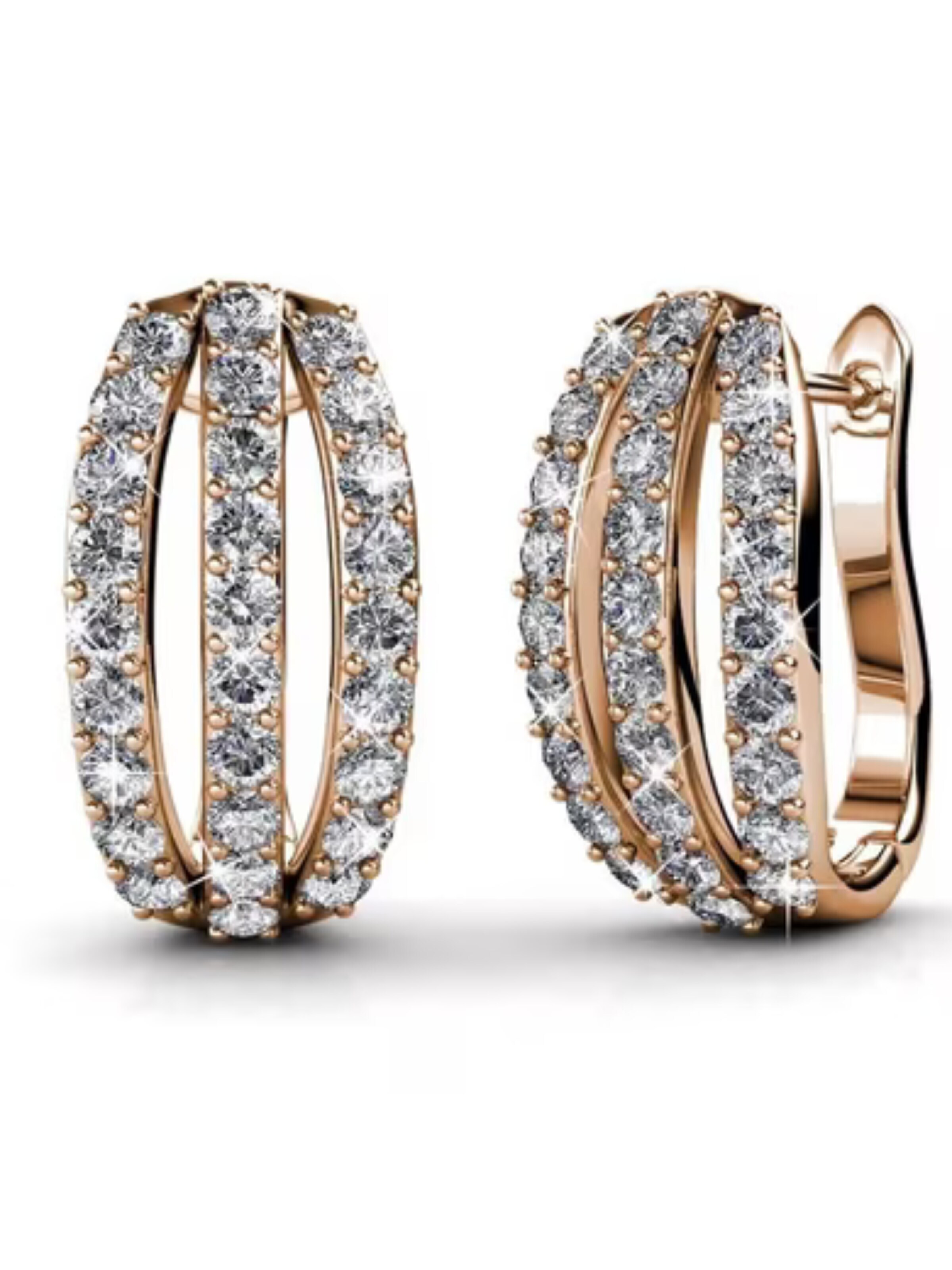ROUGEMONT Jewellery Ohrringe 'Funkelnde Kristall Creolen Ohrringe'‌‌‌ in Gold: Vorderseite