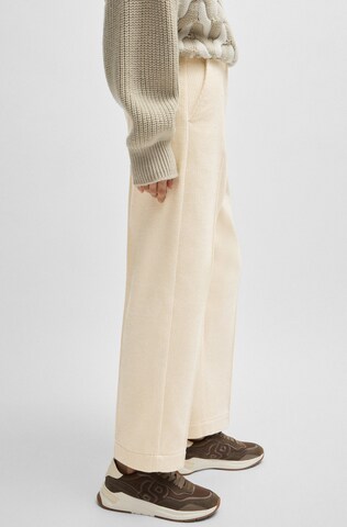 BOSS Loose fit Trousers with creases 'Tatepa' in Beige