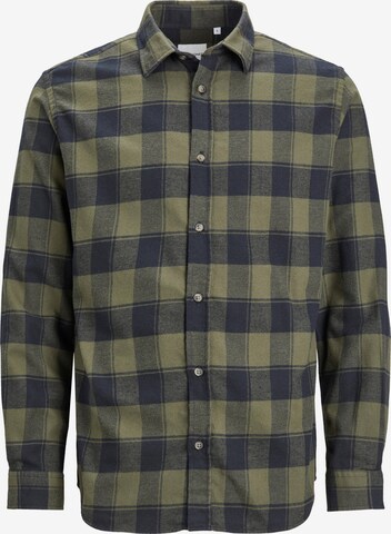 JACK & JONES Slim fit Button Up Shirt 'BUFFALO' in Green: front