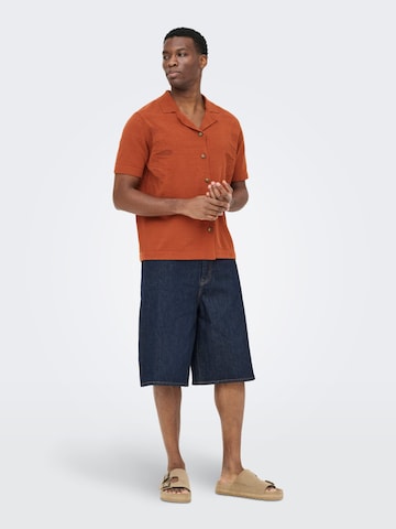 Only & Sons Comfort fit Button Up Shirt 'jam' in Red
