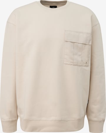 Sweat-shirt QS en beige : devant