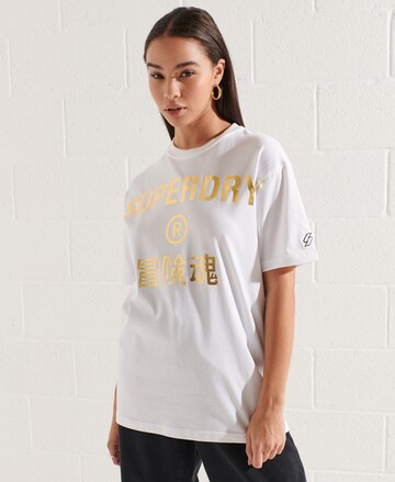 Superdry Oversized Shirt in White: front