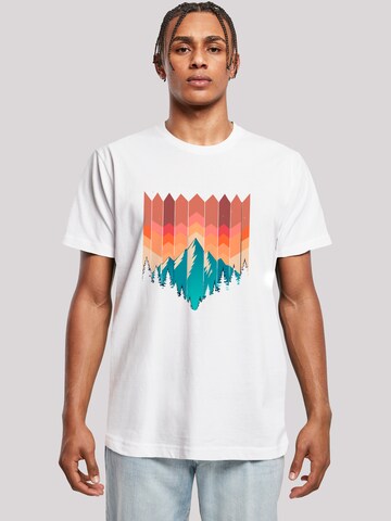 F4NT4STIC Shirt 'Berg Sonnenuntergang Geometrisch' in White: front