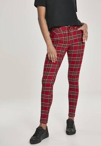 Urban Classics Skinny Pants in Red: front