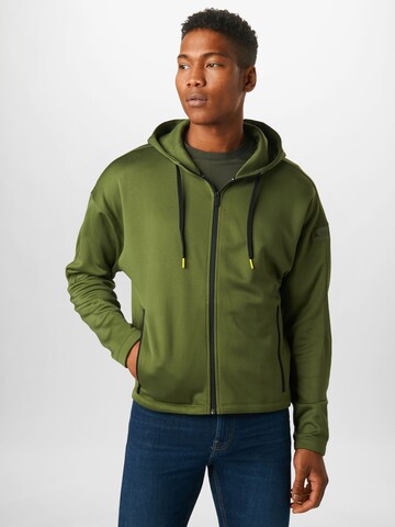 ADIDAS SPORTSWEAR Athletic Zip-Up Hoodie in Green: front