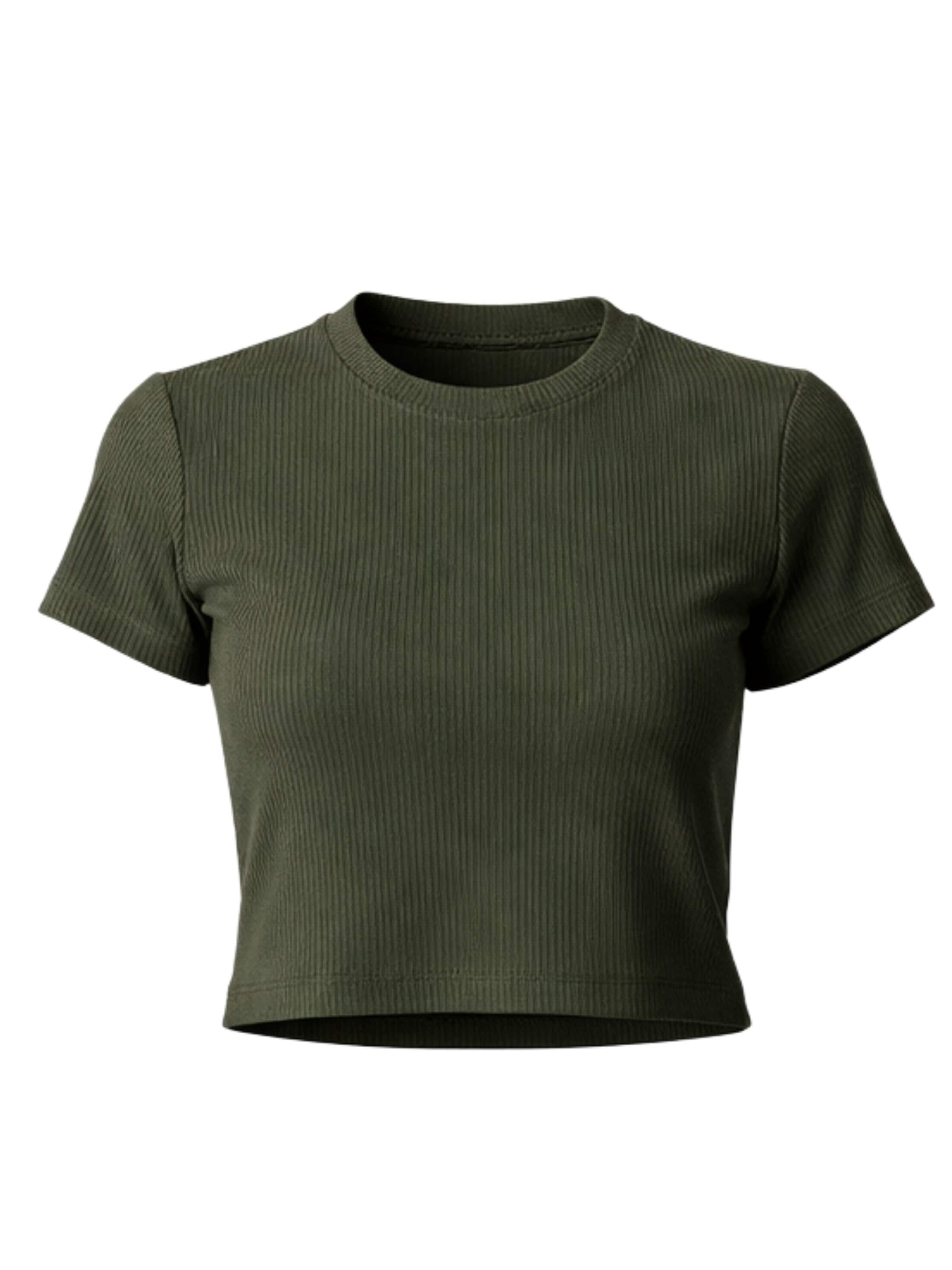 GORG Shirt 'Geripptes Cropped T-Shirt' in Brown: front