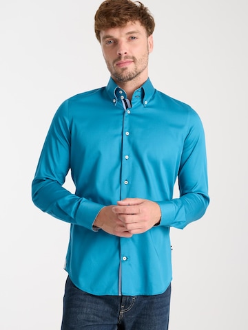 Slim fit Camicia business 'Roma Iconic Satin Man Shirt White' di 7Camicie in verde