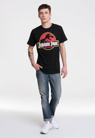 LOGOSHIRT Shirt 'Jurassic Park Logo' in Black